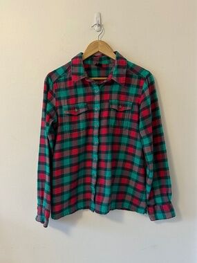 Patagonia Long-Sleeved Fjord Flannel Shirt in Portofino Pink | Size 8